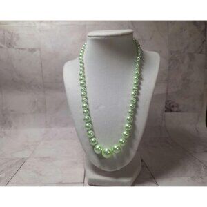 Real Pearl Necklace, Green Fresh Water Pearl Bead Necklace, Hand-Knotted Round P